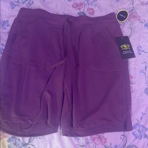 Athletic Works Purple Athletic Shorts with Drawstring Waistband